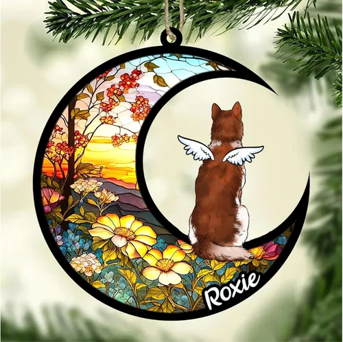 Vista 123 de LOVELYPOD Adorno de Navidad personalizado para perro Basset Hound (marrón) Basset Hound (marrón) adorno para atrapasoles de perro, razas de perros