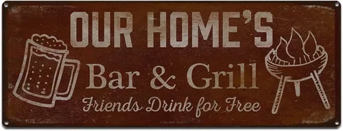 Vista 99 de Adam's Bar and Grill Friends Drink for Free, cartel de aluminio de 5.75 x 15.5 pulgadas, accesorios personalizados para bar y decoración de pared