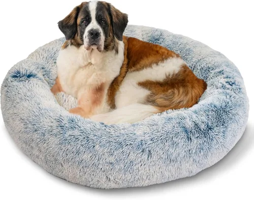 Vista 56 de Best Friends by Sheri - The Original Calming Donut - Cama calmante en forma de dona para perros y gatos - Pelo largo, azul bebé, M, 30 x 30 pulgadas