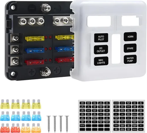 Vista 7 de Geloo Bloque de fusibles de 12V para barco, bloque de fusibles marinos de 6