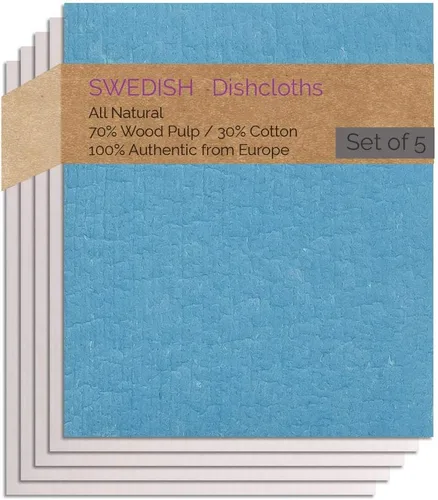 Vista 15 de SWEDEdishcloths - Toallas de esponja de celulosa - Juego de 10 paños de cocina suecos (azul)