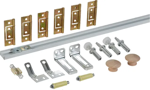 Vista 7 de National Hardware N343-715 Juego de herrajes para puerta plegable, 36 pulgadas, riel de acero incluido, ajustable, blanco