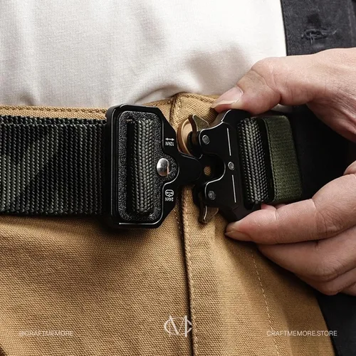 Vista 5 de CRAFTMEMORE Cinturón táctico de nailon con hebilla de liberación rápida - Cinturón utilitario de estilo militar SPB3