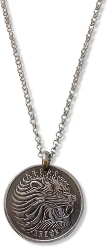 Vista 2 de Men's Authentic Ethiopian Large Lion of Judah Coin Necklace (30")