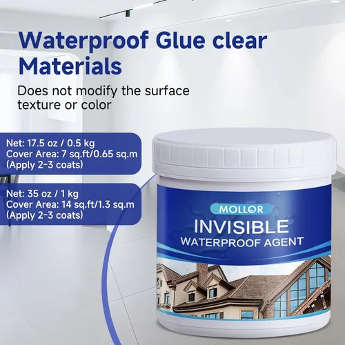Vista 4 de Adhesivo impermeable transparente, sellador impermeable invisible de 17.5 onzas para techos, paredes, baño, ducha, alféizares de ventanas, pintura
