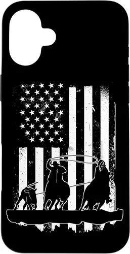 Vista 23 de USA Flag Team Roping Design Rodeo Western Horse Country Case for iPhone 17