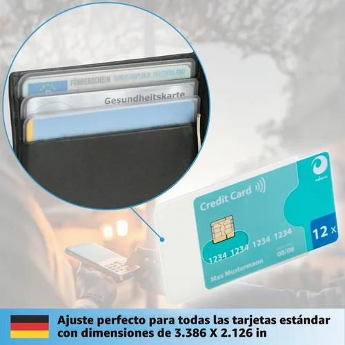 Vista 4 de valonic Fundas para tarjetas de crédito - Paquete de 12 - Fundas de plástico transparente resistentes - Fundas protectoras
