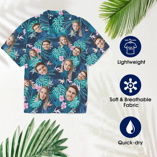 Vista 3 de YESCUSTOM Camisa personalizada de manga corta con botones para hombre con foto, cara, imagen, texto, camisas hawaianas tropicales para hombre