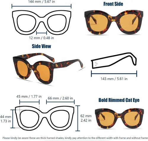 Vista 3 de Gafas de sol con diseño de mariposa, semi ojo de gato, montura de plástico y lentes gradientes transparentes