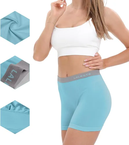 Vista 4 de LALESTE Calzoncillos tipo bóxer de algodón para mujer, con entrepierna de 3 pulgadas, paquete de 5