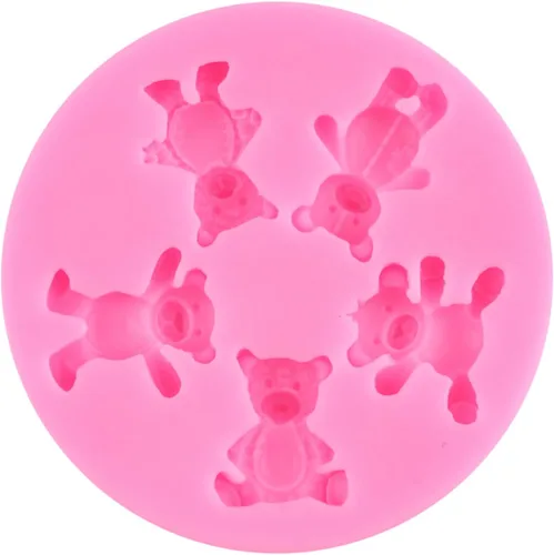 Vista 17 de ZiXiang - Molde de fondant de perlas de silicona para oso, juego de 5 Ball Pearl Semi Sphere Chocolate Molds Teddy Bear Cake Decorating Cupcake