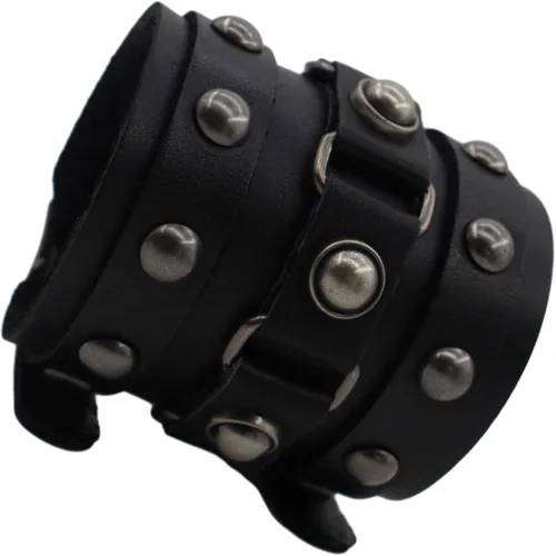 Vista 3 de Scddboy Pulsera ancha de cuero gótico para hombre, estilo punk rock Biker