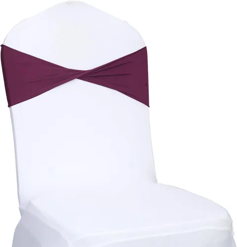 Vista 22 de MDS Paquete de 100 bandas de elastano para silla, bandas lisas sin hebilla, reutilizables, elásticas, para decoración de bodas, recepciones, Azul