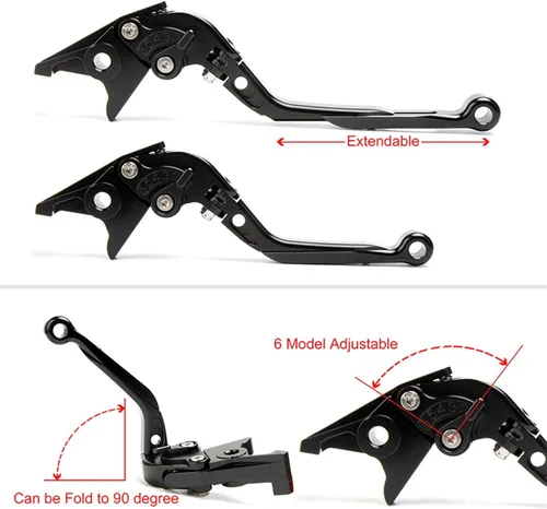 Vista 2 de Para Suzuki para GIXXER 250 SF 250SF 150 125 2020 2023 Accesorios de moto CNC ajustable palancas de freno de embrague plegables (color : negro)