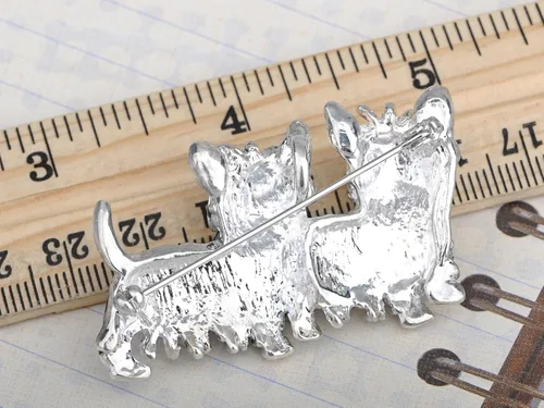 Vista 3 de Negro y Blanco disfraz de Shih Tzu Cachorros esmalte moda joyas pin broche colgante