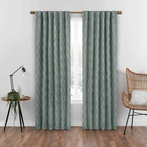 Vista 7 de Eclipse Absolute Zero Nora Geo - Cortinas opacas con aislamiento térmico y bolsillo para barra, para dormitorio, panel individual, 50 x 63 pulgadas