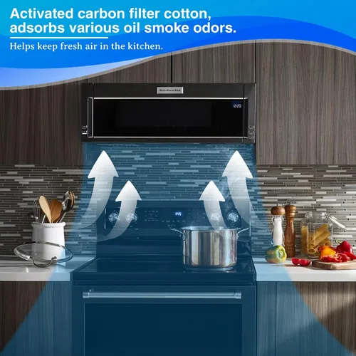 Vista 3 de Filtros de carbón activado para horno de microondas compatibles con Kitchen Aid Modelo de bajo perfil KMLS311HBL y Whirlpool Over The Range