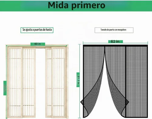 Vista 3 de Puerta de Malla Magnética de Fibra de Vidrio, Pantalla de Puerta con Imanes Autosellantes, Cierre de Red de Malla Reforzada de Servicio Pesado