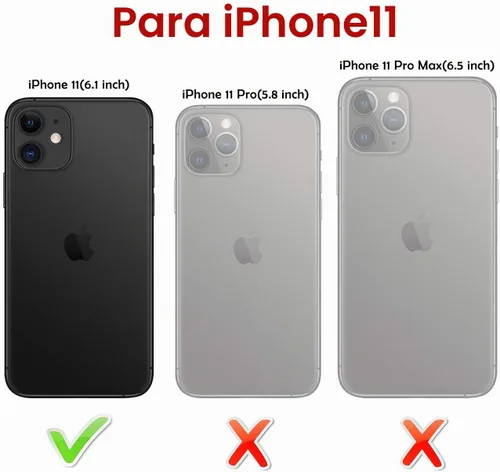 Vista 2 de HianDier Funda tipo cartera para iPhone 11 de 6.1 pulgadas, funda protectora delgada con ranura para tarjeta de crédito, funda con cierre magnético