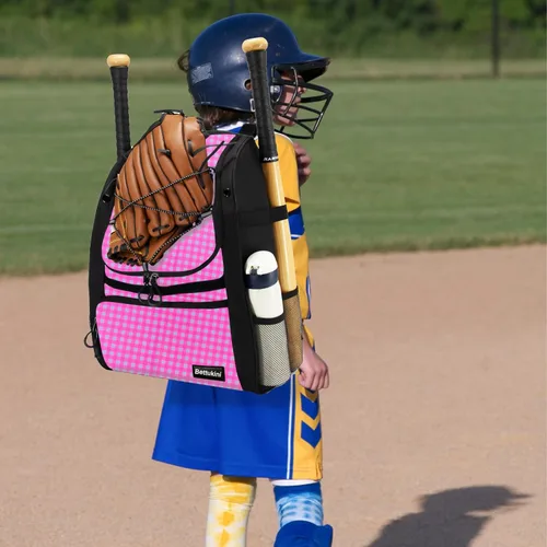 Vista 54 de Bolsa de béisbol juvenil con compartimento ventilado para zapatos, bolsa de bate de sóftbol para guantes de bateo, casco, equipo de teeball