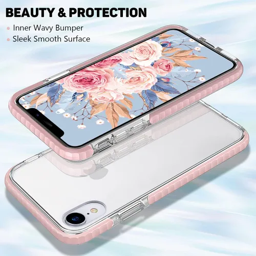 Vista 2 de MATEPROX Funda compatible con iPhone XR, transparente, delgada, antiamarilla, antiarañazos, a prueba de golpes, para iPhone XR de 6.1 pulgadas (rosa)