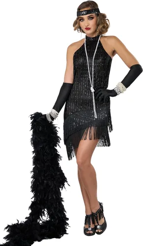 Vista 5 de Fabuloso disfraz de vestido negro de los años 20
