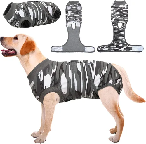 Vista 16 de Kuoser - Traje de recuperación posterior a la cirugía para perros y gatos, camisa profesional y vendaje de heridas abdominales, reemplaza collar