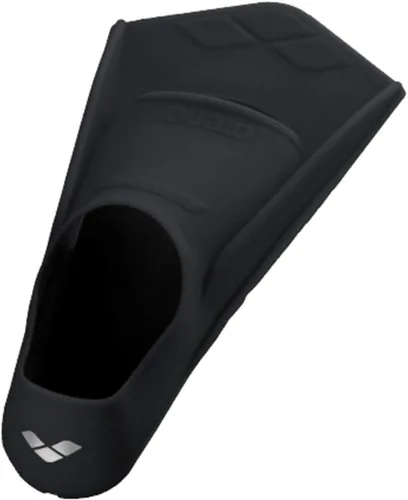 Vista 2 de Arena Powerfin - Aleta de entrenamiento de natación, hoja corta, de silicona, con tacón cerrado, bolsillo completo para el pie Negro/Plateado