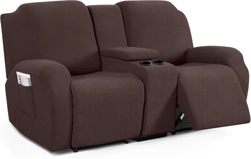 Vista 16 de TAOCOCO Funda reclinable para sofá biplaza con consola central, funda elástica para sofá reclinable de 2 asientos, fundas de sofá reclinable de Beige
