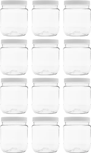 Vista 10 de Tarro de plástico de 64 oz (1/2 galón), tapa blanca, paquete de 1