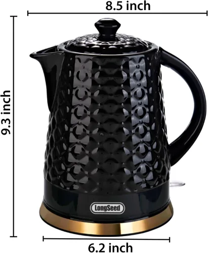 Vista 2 de Hervidor eléctrico de cerámica, 1.5L/1200 W hierve agua rápida y fácilmente con protección de ebullición y secado automático, base giratoria
