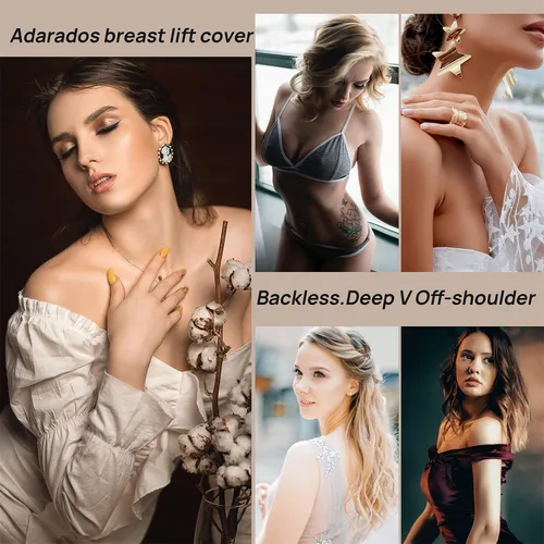 Vista 7 de Sticky Bra,Breast Lift Tape Adhesive Bra Push Up Invisible Strapless Backless Silicone Bra Reusable for Women