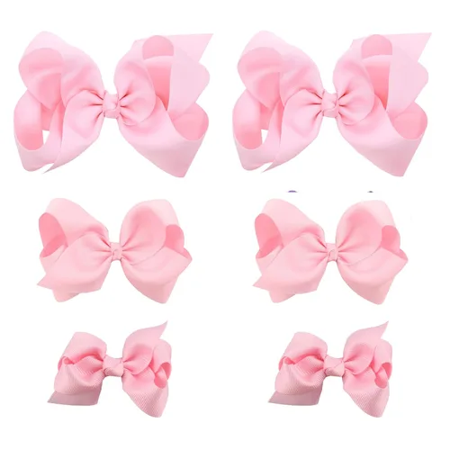 Vista 13 de Moños negros para niñas, 6 piezas de moños de cinta de grogrén hechos a mano con pinzas de cocodrilo, accesorios para el cabello para niñas