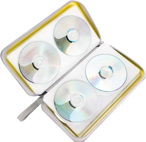 Vista 5 de Siveit Funda para CD, soporte para 80 CD/DVD, carteras para CD/DVD, fundas para discos de CD/DVD, organizador duro de plástico para CD/DVD