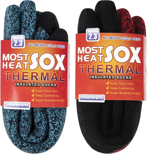Vista 19 de Calcetines térmicos para hombre, calcetines de invierno cálidos para clima frío con temperaturas extremas A1-azul (2 pares)