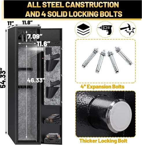 Vista 3 de Caja fuerte para armas, caja fuerte para rifles, 3-5 cajas fuertes para pistolas y rifles, cajas fuertes para rifles y escopetas, gabinete de armas