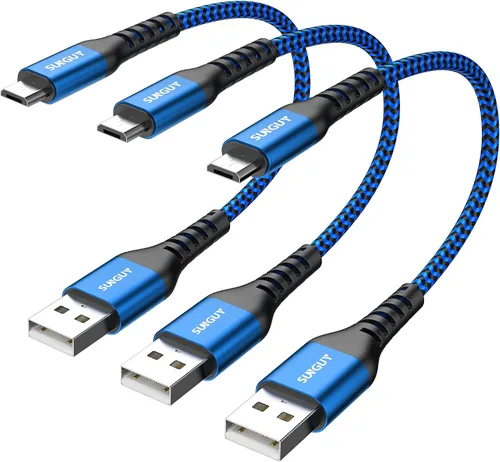 Vista 10 de SUNGUY Cable micro USB corto de 6 pulgadas, paquete de 3, cable USB a micro USB de 0.5 pies, cable de transferencia de datos USB 2.0 trenzado