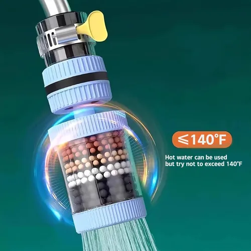 Vista 6 de Filtro de grifo de agua universal de 0.591-1.260 in, adaptador de grifo redondo, carbón activado, elimina cloro, fluoruro, metales pesados, incluye