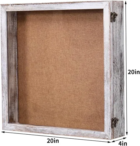 Vista 2 de Caja de sombra de 18 x 18 x 4, profundidad exterior de 4 pulgadas, cajas de sombra extra profundas para fotos, fotos y recuerdos (blanco envejecido)