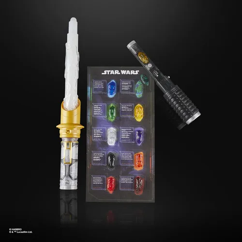 Vista 14 de STAR WARS Power Crystal Lightsaber, 7 colores y 10 cristales, más de 50 combinaciones que cambian de color, luces y sonidos, juguetes para niños