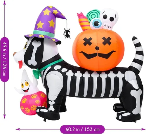 Vista 3 de Amazingforless - Decoración inflable de Halloween para patio inflable de Halloween con luces LED brillantes, tela resistente a la intemperie
