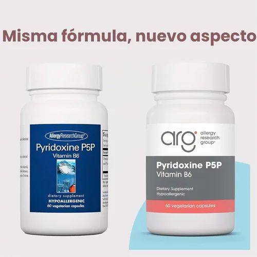 Vista 5 de ARG Pyridoxine P5P Fórmula de vitamina B6 activa, 60 cápsulas
