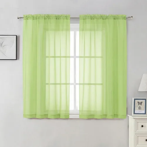 Vista 88 de Aiyufeng 2 paneles de cenefa transparente negra de 14 pulgadas de largo, cortinas cortas negras transparentes para dormitorio, cortinas de cocina
