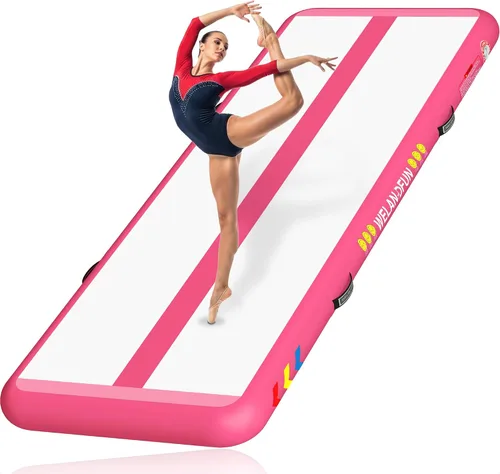 Vista 8 de Colchoneta inflable de gimnasia de 4/6/8 pulgadas, 6.56/10/13/16 pies, para uso doméstico, entrenamiento, animadoras, yoga acuático con bomba