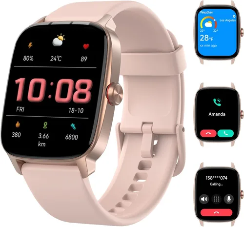 Vista 10 de Relojes inteligentes para mujeres y hombres con llamada Bluetooth y voz IA, rastreador de fitness HD de 1.85" con monitor de frecuencia cardíaca