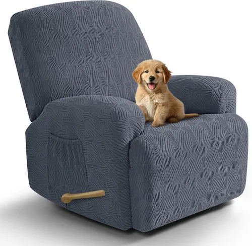 Vista 33 de VANSOFY Fundas para sillas reclinables, 4 piezas, elásticas, de tela jacquard, suave funda para silla reclinable, protector de muebles con parte