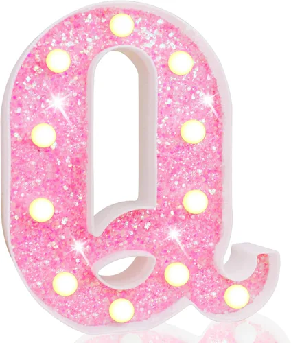 Vista 47 de Pooqla Luces de números de marquesina, números de luz rosa para niñas de 10.º cumpleaños, funciona con pilas, luz nocturna de número con purpurina