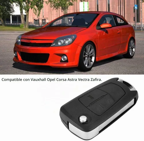 Vista 4 de Cubierta de llave remota de coche de 2 botones, funda de llavero ABS Flip para Vauxhall Opel Corsa Astra Vectra Zafira