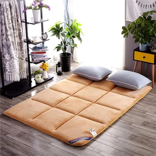 Vista 6 de Colchón de futón japonés tatami, colchón grueso de franela plegable para dormitorio de estudiantes, tatami, colchón individual y doble, almohada