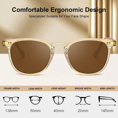 Vista 3 de CARFIA Gafas de sol polarizadas pequeñas para mujer, hechas a mano, marco de acetato, gafas de sol retro CA5015
